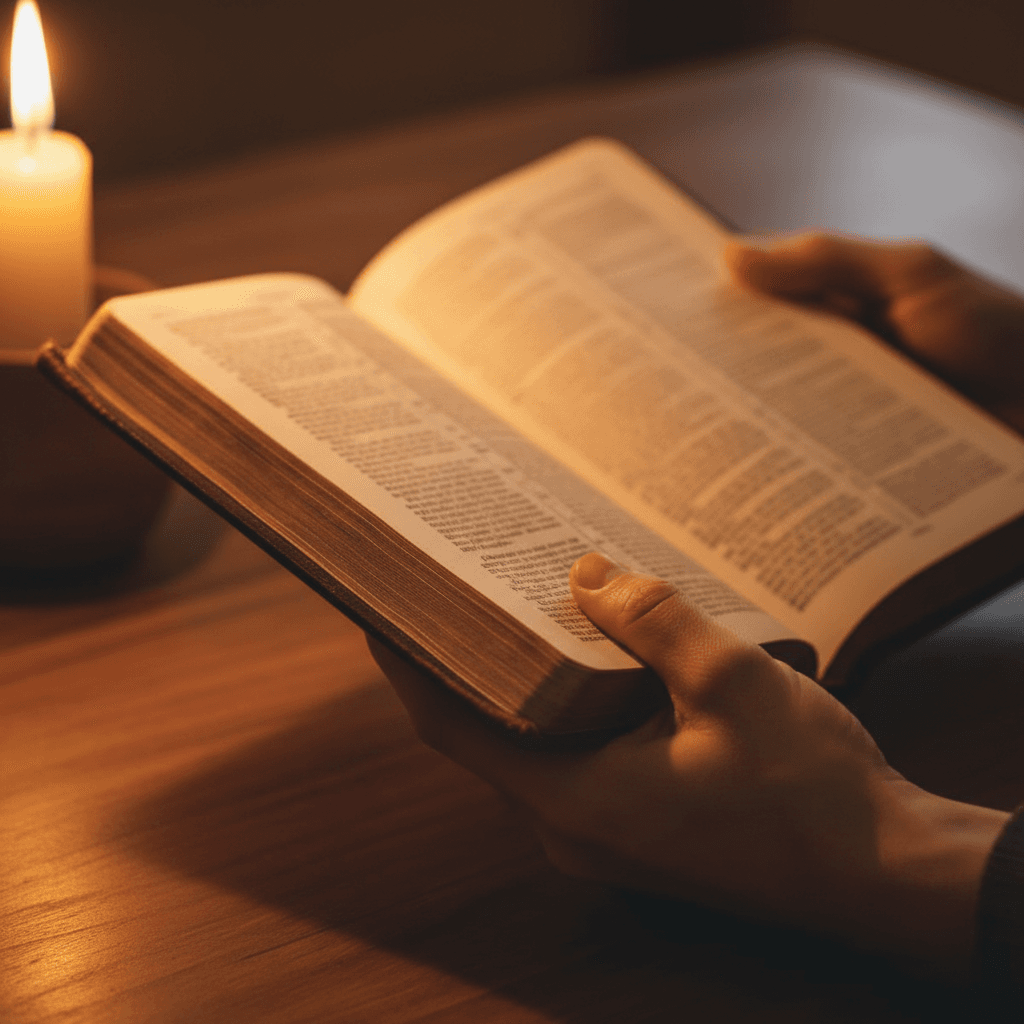 Bible ouvert dans un cadre de réflexion spirituelle