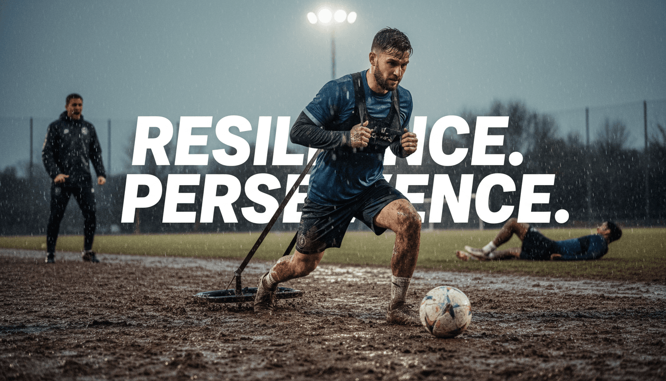 Footballeur en entraînement, démontrant la résilience mentale